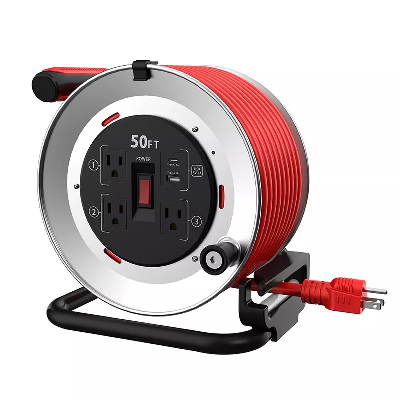 3 vývody USB4A Kovový šňůra naviják 50 stop